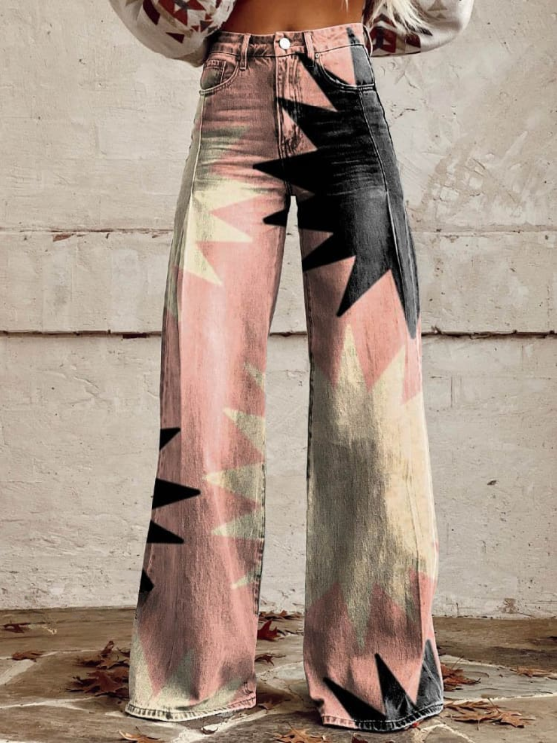 BERSHKA PINK EXPLOSION WIDE LEG PANTS