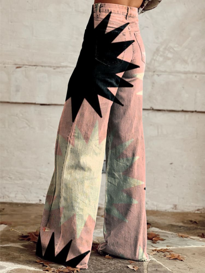 BERSHKA PINK EXPLOSION WIDE LEG PANTS