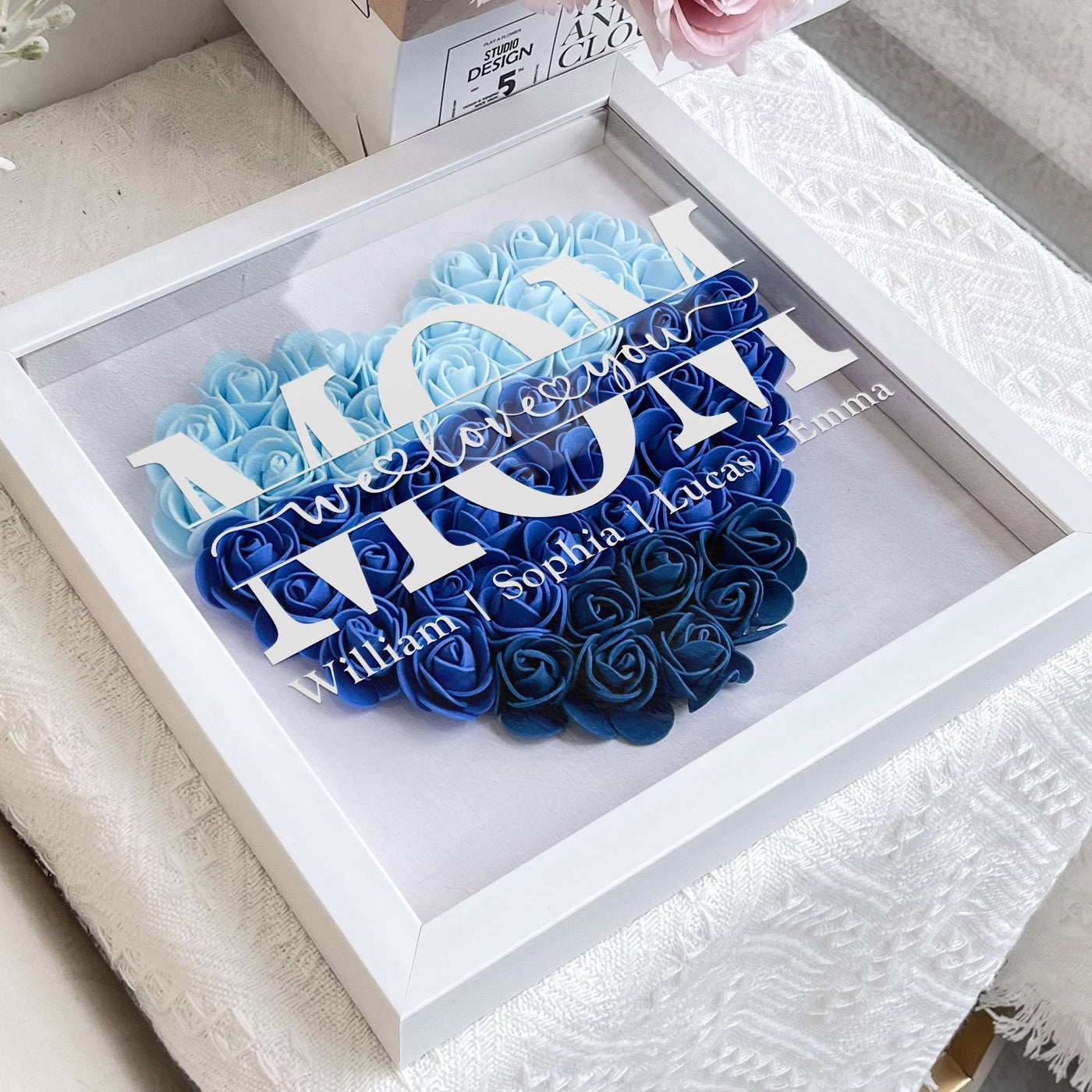 Mom We Love You - Personalized Flower Shadow Box-Mother's Day Sale!Free Shipping! (Customized free)