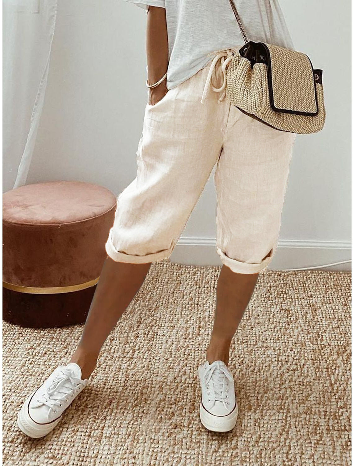 Cotton And Linen Style Shorts