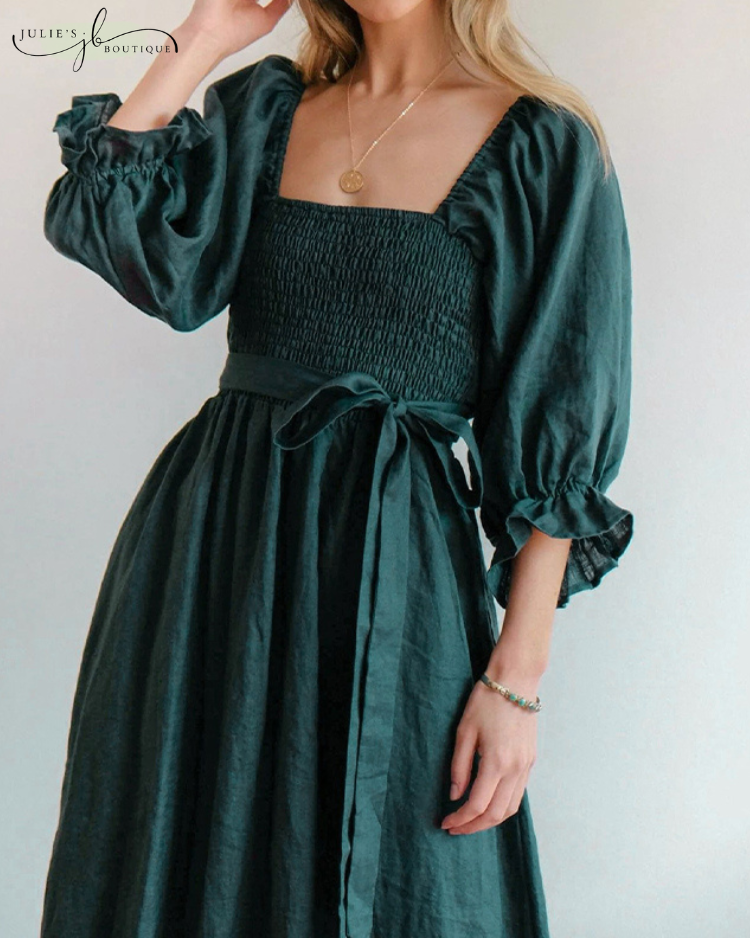 Bella™ | French-style dress with ruffled sleeves