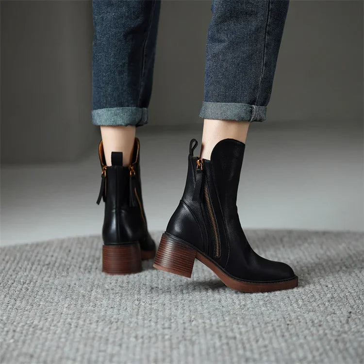 Grace Leather Ankle Boots