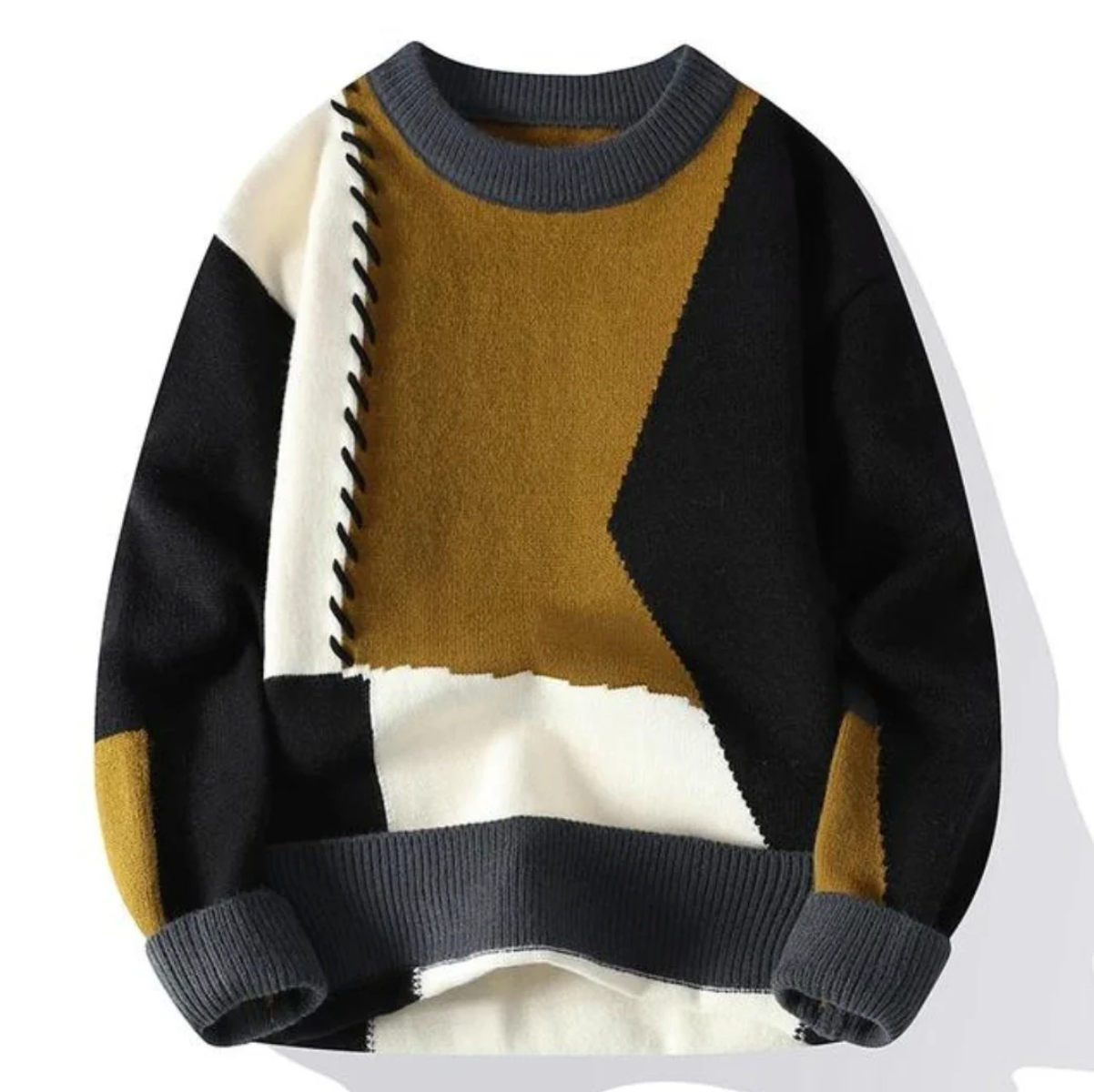 Bruno Patchwork Sweater with Unique Comfort