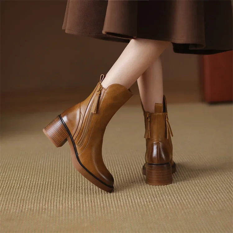 Grace Leather Ankle Boots