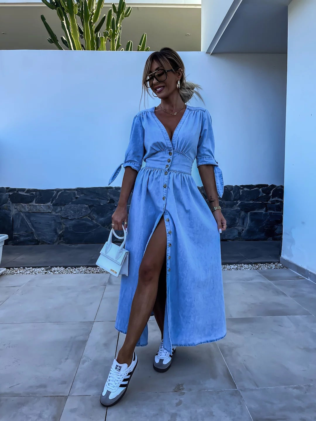 Mary Denim Style Maxi Dress